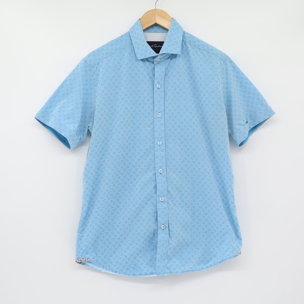 Robert Graham Modern Americana Sz L Sky Blue Paisley Short Sleeve Shirt